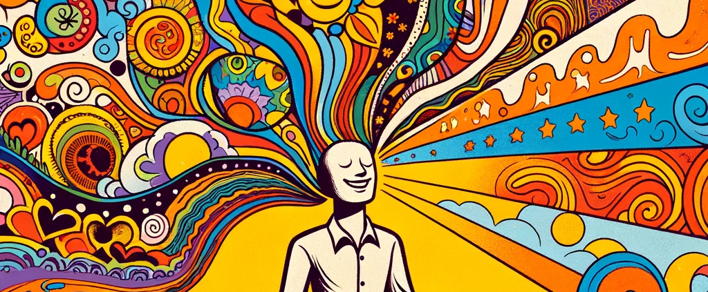 colorful magic mushrooms